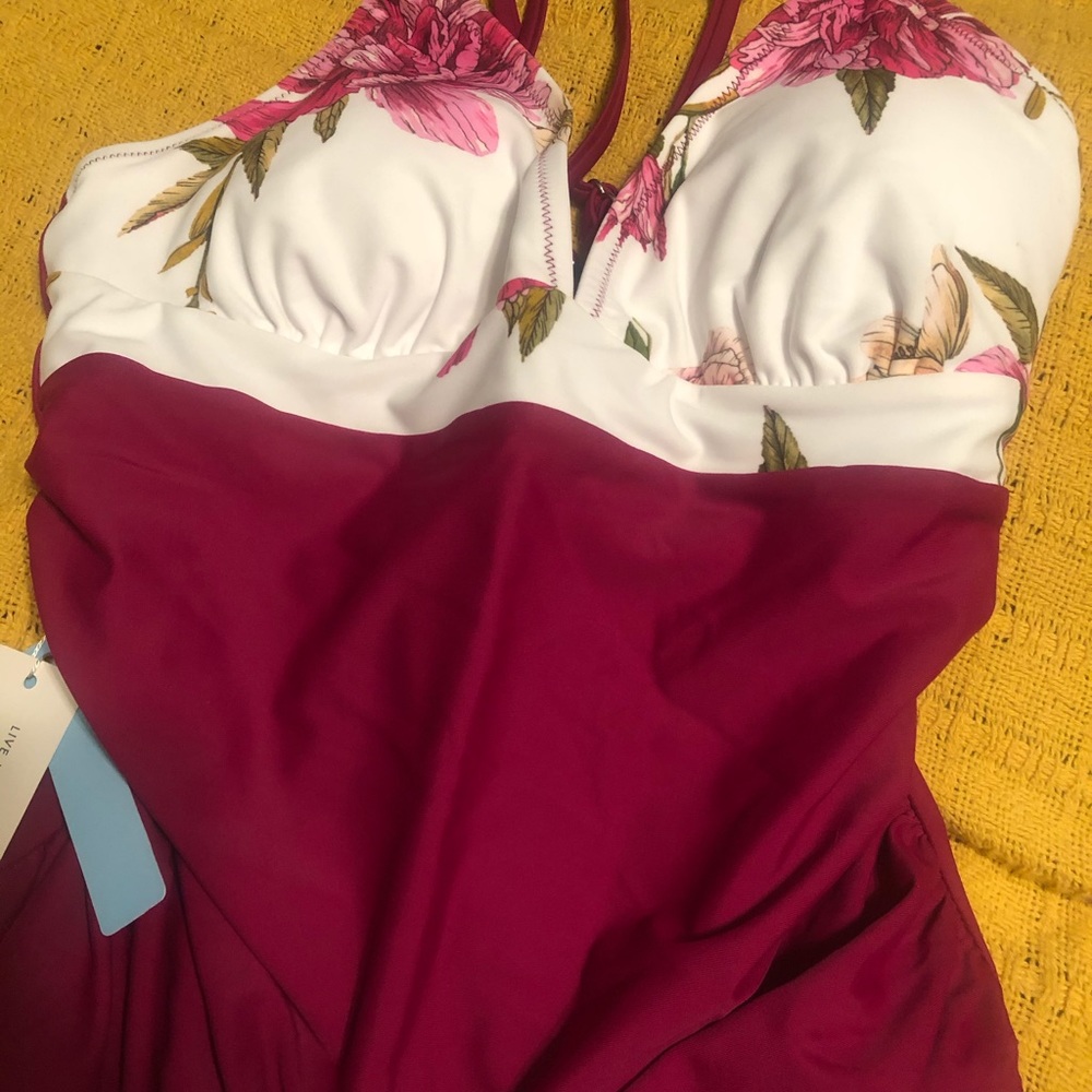 Two Cupshe bathing suits and coverup